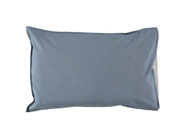 Taie d'oreiller imprimée petits carreaux bleus - 75 x 50 cm