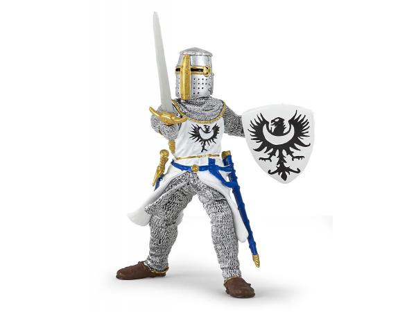 Chevalier blanc à l'épée - dim. 7,8 cm x 6,5 cm x 10,4 cm