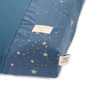 Housse de matelas à langer Calma 70x50 cm en coton organique gold stella - night blue - Nobodinoz - CALMACOVER-014