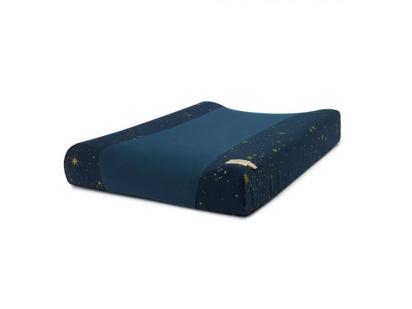 Housse de matelas à langer calma 70x50 cm en coton organique gold stella - night blue