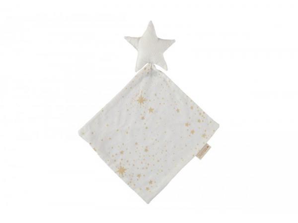 Doudou étoile 30x30 gold stella/white