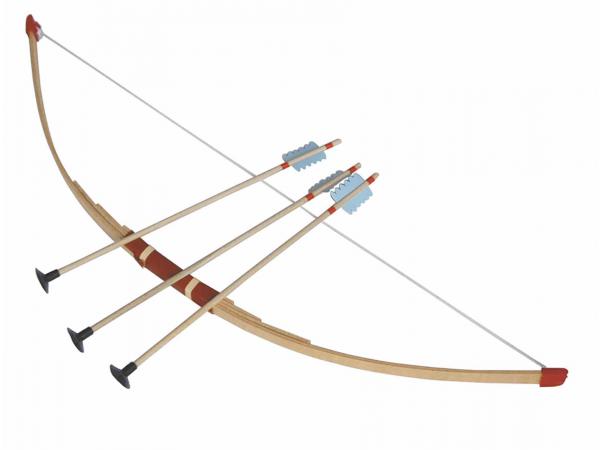 Arc en bois naturel avec 3 flèches incluses - fabriqué en allemagne - jeu d'imitation - jouet en boi