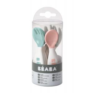 Beaba - 913471 - Lot de 6 cuillères ergo + 4 fourchettes (old pink+airy green+light mist) (419768)