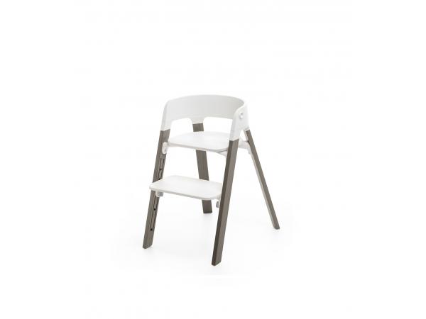Chaise haute stokke® steps™ hêtre blanc/gris brume (white/hazy grey)