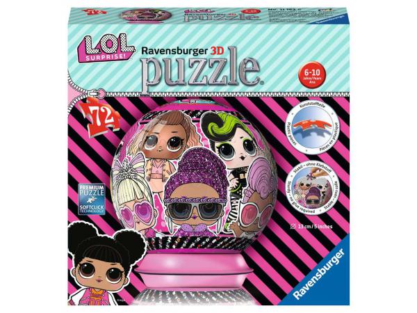 Puzzle 3d ball 72 pièces - lol surprise