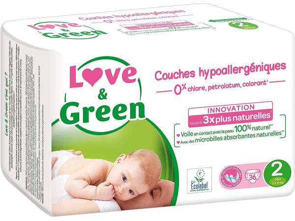 Couches bébé hypoallergéniques 0% - taille 2 (3-6 kg) - 36 couches