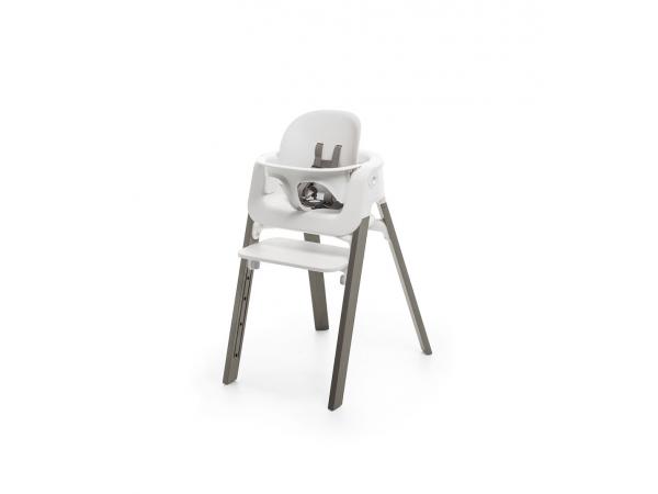 Stokke chaise steps hêtre gris brume babyset blanc