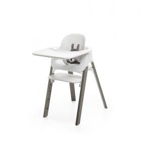 Stokke - BU347 - Chaise STEPS hêtre gris brume babyset et tablette blanc (450868)