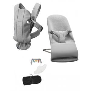 Pack Medium nouveau-né Gris clair, Jersey 3D - transat, porte-bébé mini et accesoires - Babybjorn - BU007