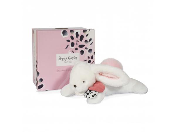 Happy blush - pantin pompon rose 25 cm en boîte carton