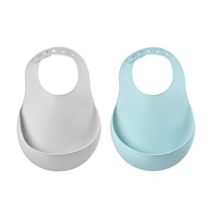 Lot de 2 bavoirs silicone light mist/airy green - Beaba - 913509