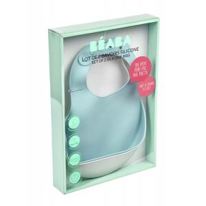 Lot de 2 bavoirs silicone light mist/airy green - Beaba - 913509