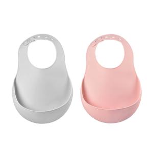 Lot de 2 bavoirs silicone light mist/old pink - Beaba - 913510