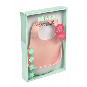 Beaba - 913510 - Lot de 2 bavoirs silicone light mist/old pink (464610)
