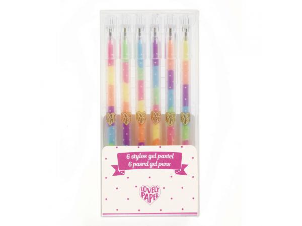 6 stylos gel pastel