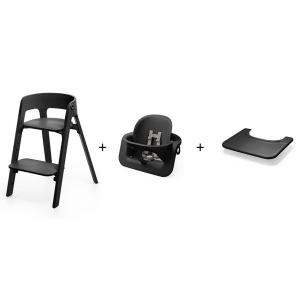 Stokke - BU414 - Chaise STEPS hêtre noir avec baby set et tablette (470862)