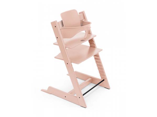 Chaise tripp trapp rose avec baby set