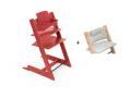 Chaise Tripp Trapp rouge chaud, coussin Nordic grey et babyset - Stokke - BU472