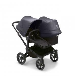 Poussette Bugaboo Donkey 5 DUO base Noir-Midnight black capotes Stormy Blue - Bugaboo - 