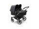 Poussette Bugaboo Donkey 5 JUMEAUX base Graphite-Midnight black capotes Stormy Blue