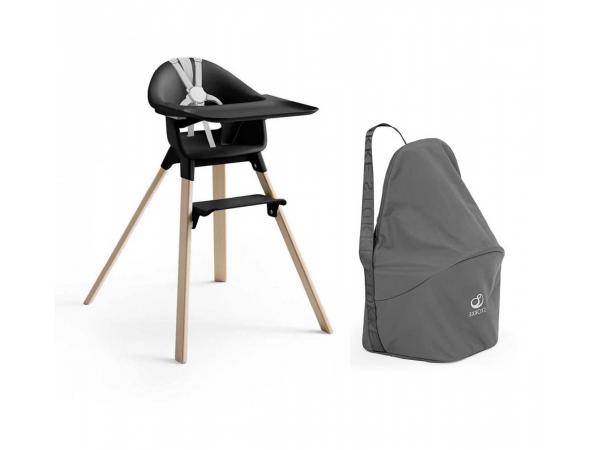 Chaise haute stokke clikk noir-naturel et sac de transport
