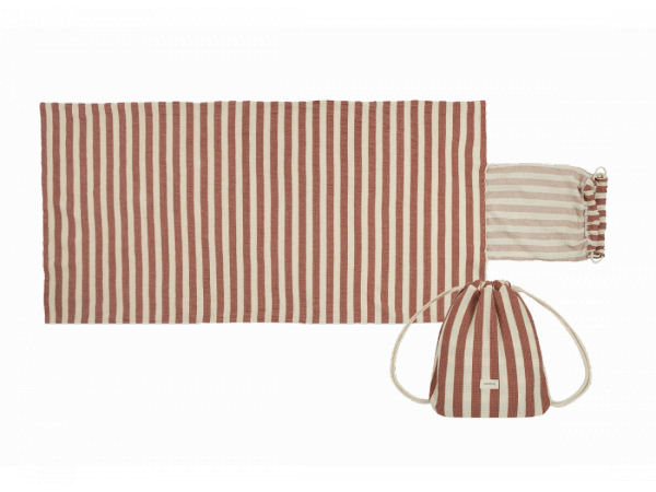 Ensemble de sac à serviettes de plage portofino 68x140 - rusty red stripes