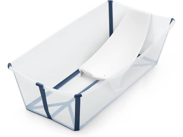 Ensemble baignoire flexi bath® transparent bleu et transat de bain nouveau -né (transparent blue)
