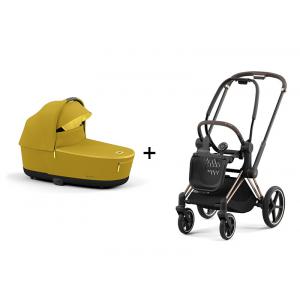 Poussette PRIAM 4 châssis Rose Gold nacelle Mustard Yellow - Cybex - BU660